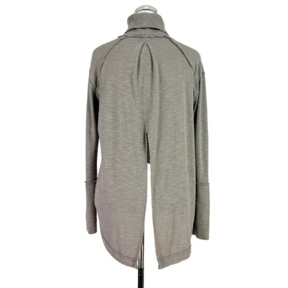 SOLD! Free People Tara Split Back Turtleneck Top Taupe - Picture 5 of 12